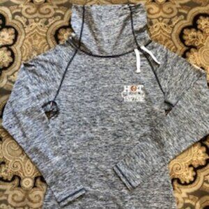 Running Man Athleisure Hi Neck Long Sleeve Running Top Navy + Grey Blend Sz S